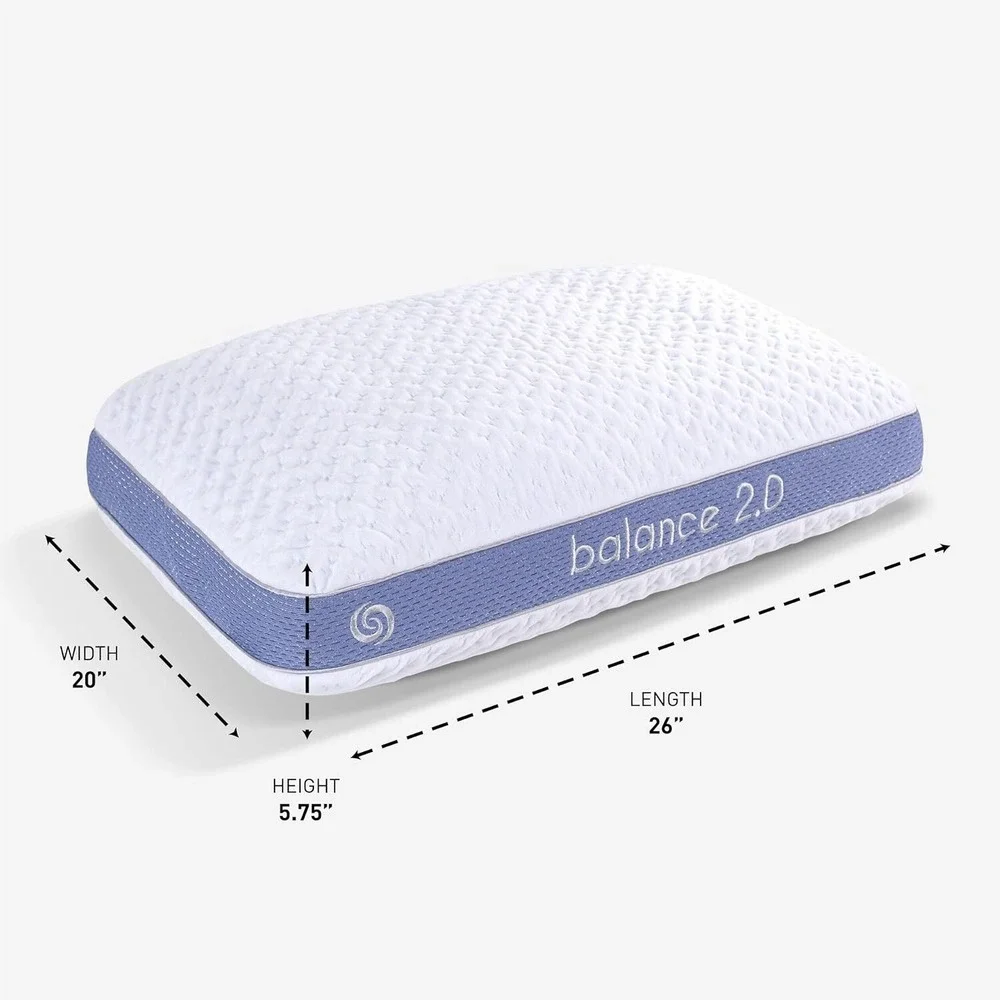 Bedgear Balance Performance Pillow Size 2.0 Medium Firmness Dri-Tec Cover White